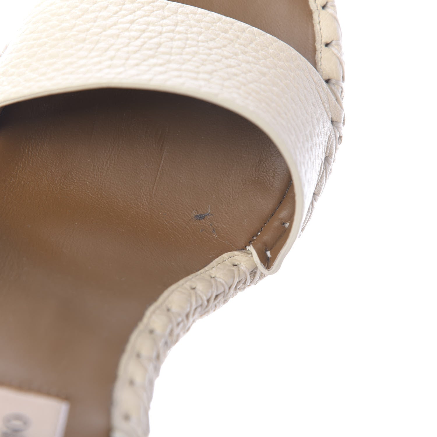 Valentino Garavani Grained Calfskin Rockstud Ankle Strap Espadrille 15/105mm Wedge Sandals 35 Light Ivory Natural 9 of 9