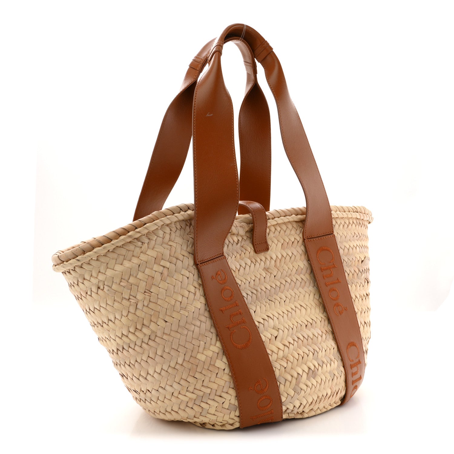 Chloe Raffia Smooth Calfskin Medium Sense Basket Caramel 3 of 11