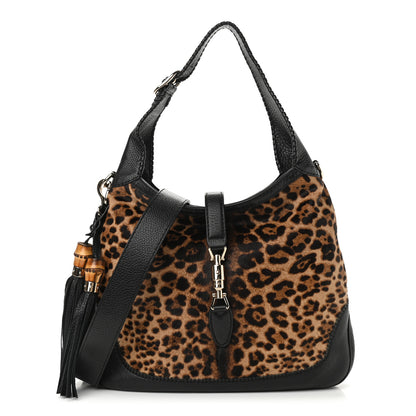 Gucci Calf Hair Jaguar Print Medium New Jackie Hobo Black 1 of 10