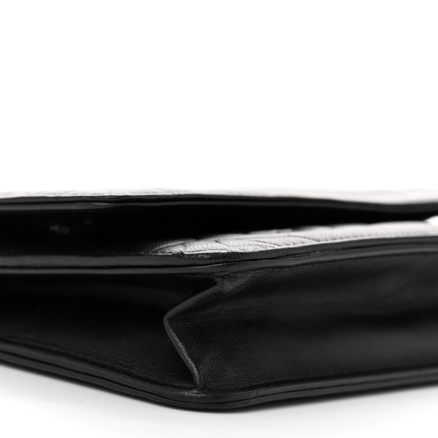 Chanel Lambskin Camellia Embossed Wallet On Chain WOC Black 10 of 11