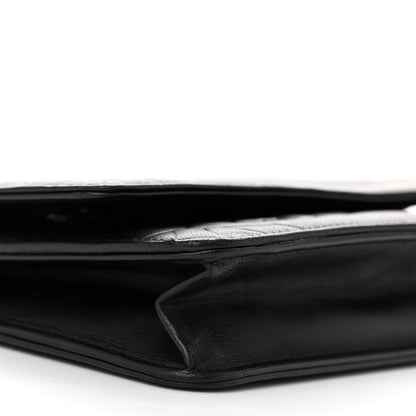 Chanel Lambskin Camellia Embossed Wallet On Chain WOC Black 10 of 11