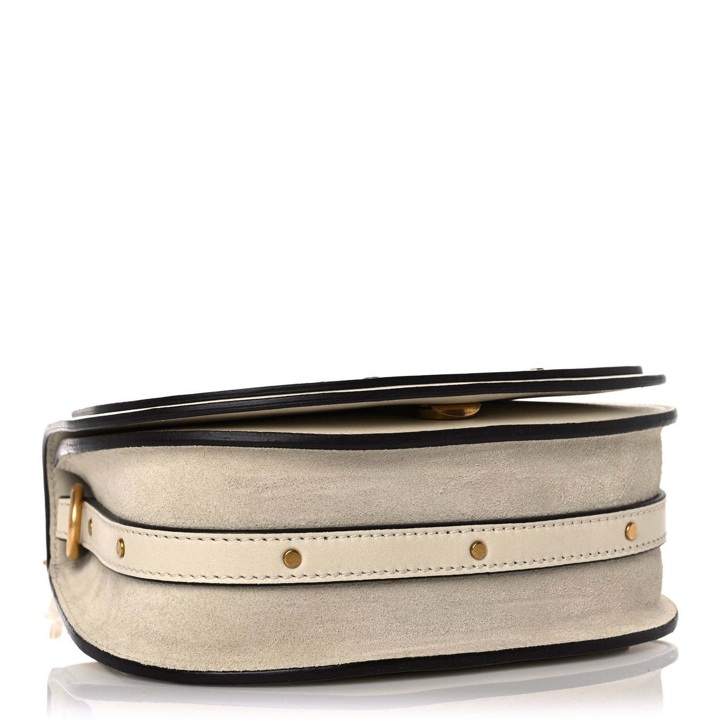 Calfskin Suede Small Nile Bracelet Bag Off White