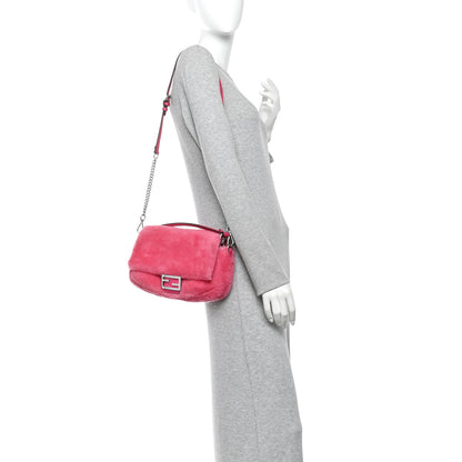 Fendi Shearling Shiny Nappa Baguette Rosa Fluo 2 of 9