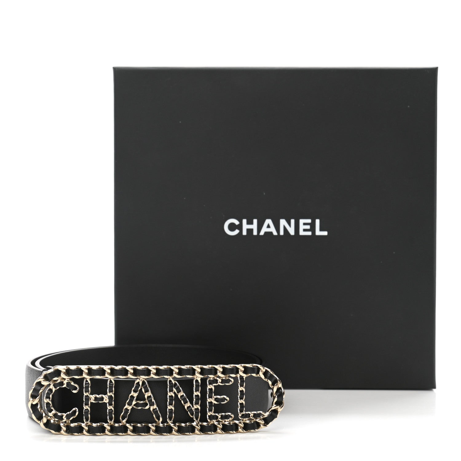 Chanel Calfskin CC Chain Vintage Allure Logo Belt 70 28 Black 8 of 8