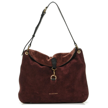 Burberry Suede House Check Cornwall Hobo Mahogany Red 1 of 7