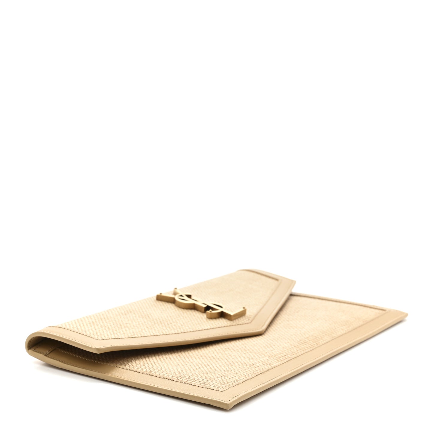 Micro Raffia Uptown Pouch Natural Hay Blush