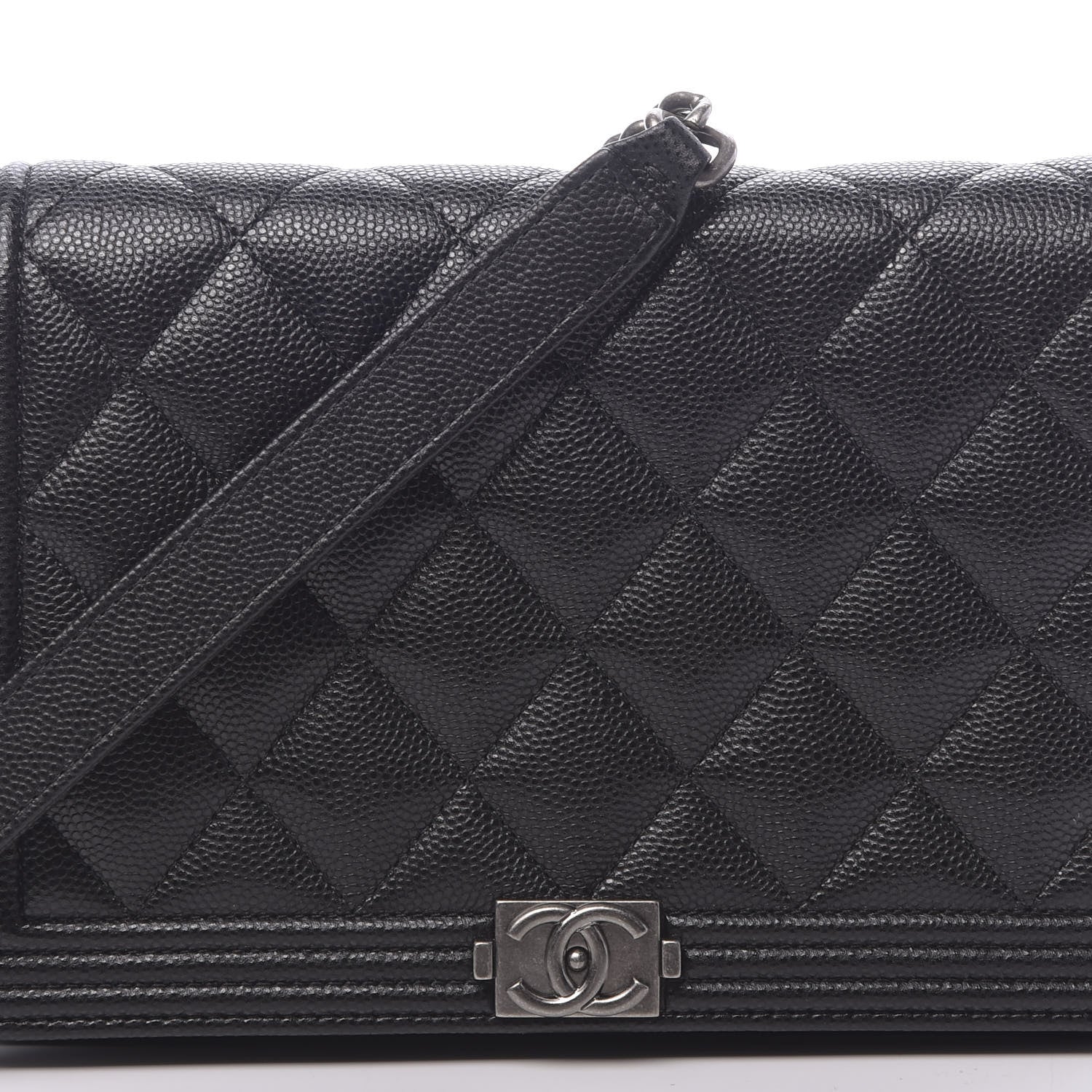 Chanel Caviar Quilted Boy Wallet On Chain WOC Black 11 of 12