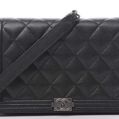 Chanel Caviar Quilted Boy Wallet On Chain WOC Black 11 of 12