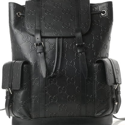 Gucci Calfskin GG Tennis Embossed Double Buckle Backpack Black 8 of 11