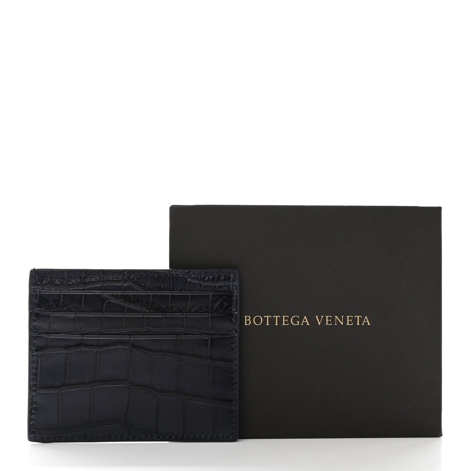 Bottega Veneta Calfskin Crocodile Embossed Card Holder Navy 12 of 12