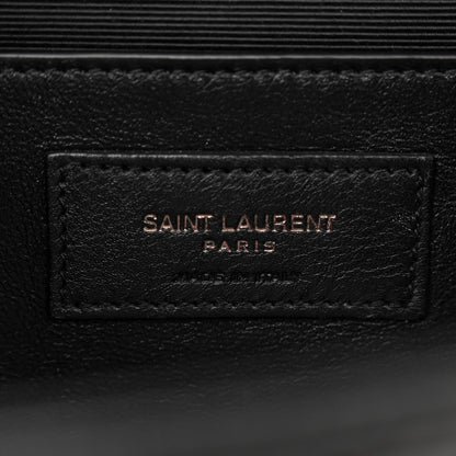 Saint Laurent Grain De Poudre Textured Mixed Matelasse Triquilt Medium Monogram Monochrome Satchel Black 6 of 9