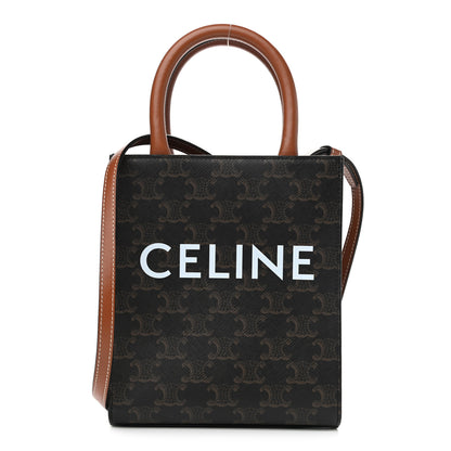 Celine Triomphe Canvas Calfskin Mini Vertical Cabas Tan 1 of 10