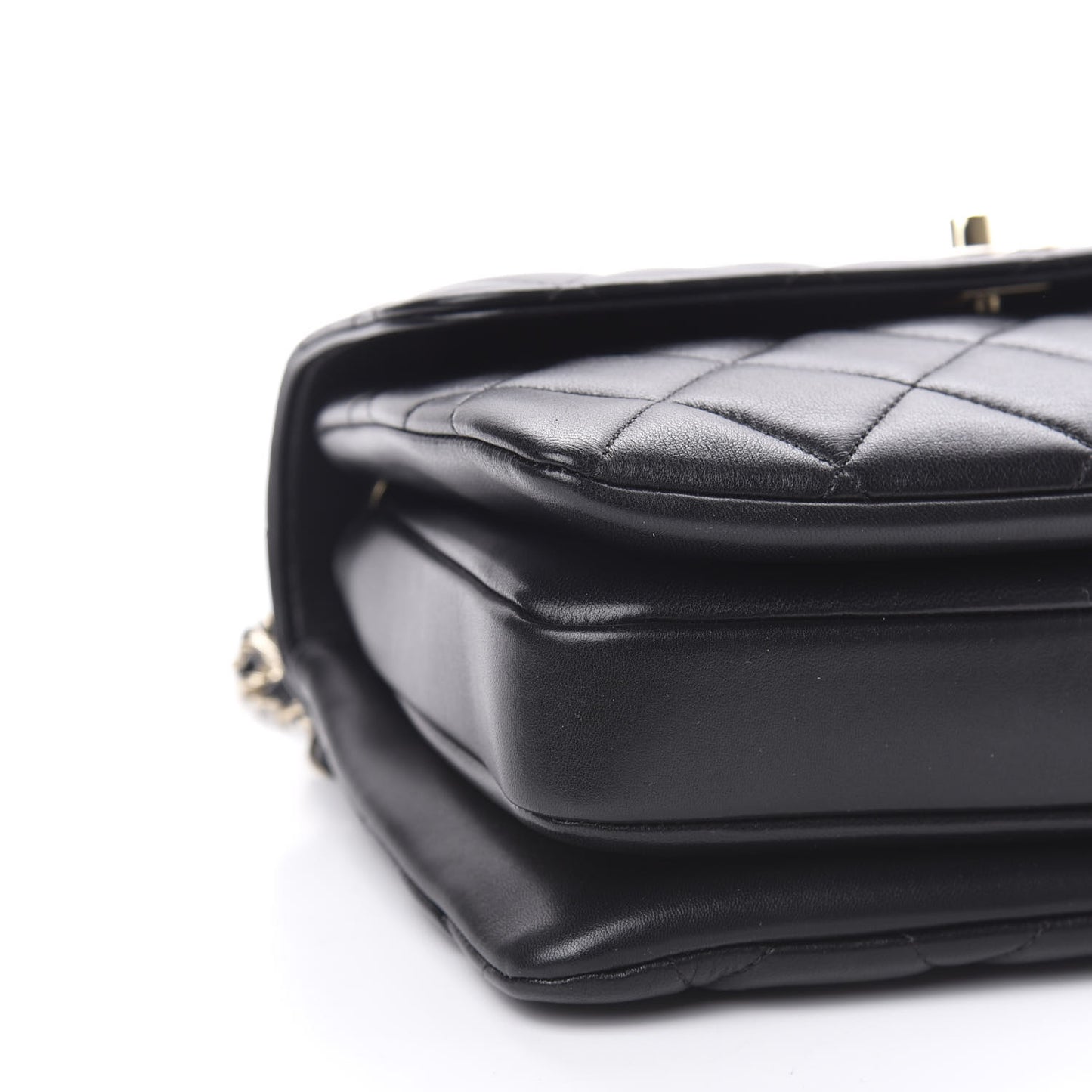 Lambskin Quilted Small Trendy CC Dual Handle Flap Bag Black