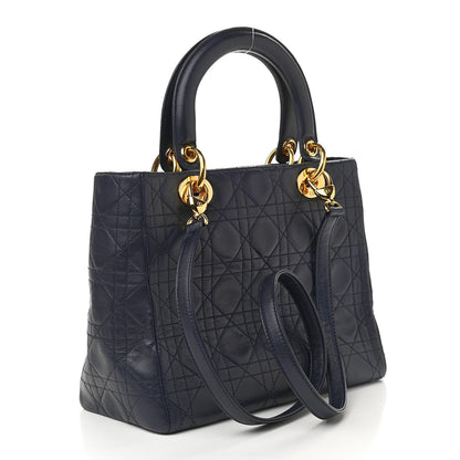 Christian Dior Lambskin Cannage Medium Lady Dior Navy Blue 3 of 10