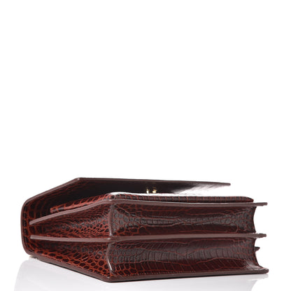 Saint Laurent Calfskin Crocodile Embossed Medium Monogram Sunset Amber 4 of 7