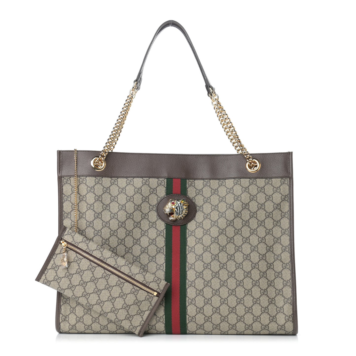 GG Supreme Monogram Large Rajah Chain Tote Beige New Acero