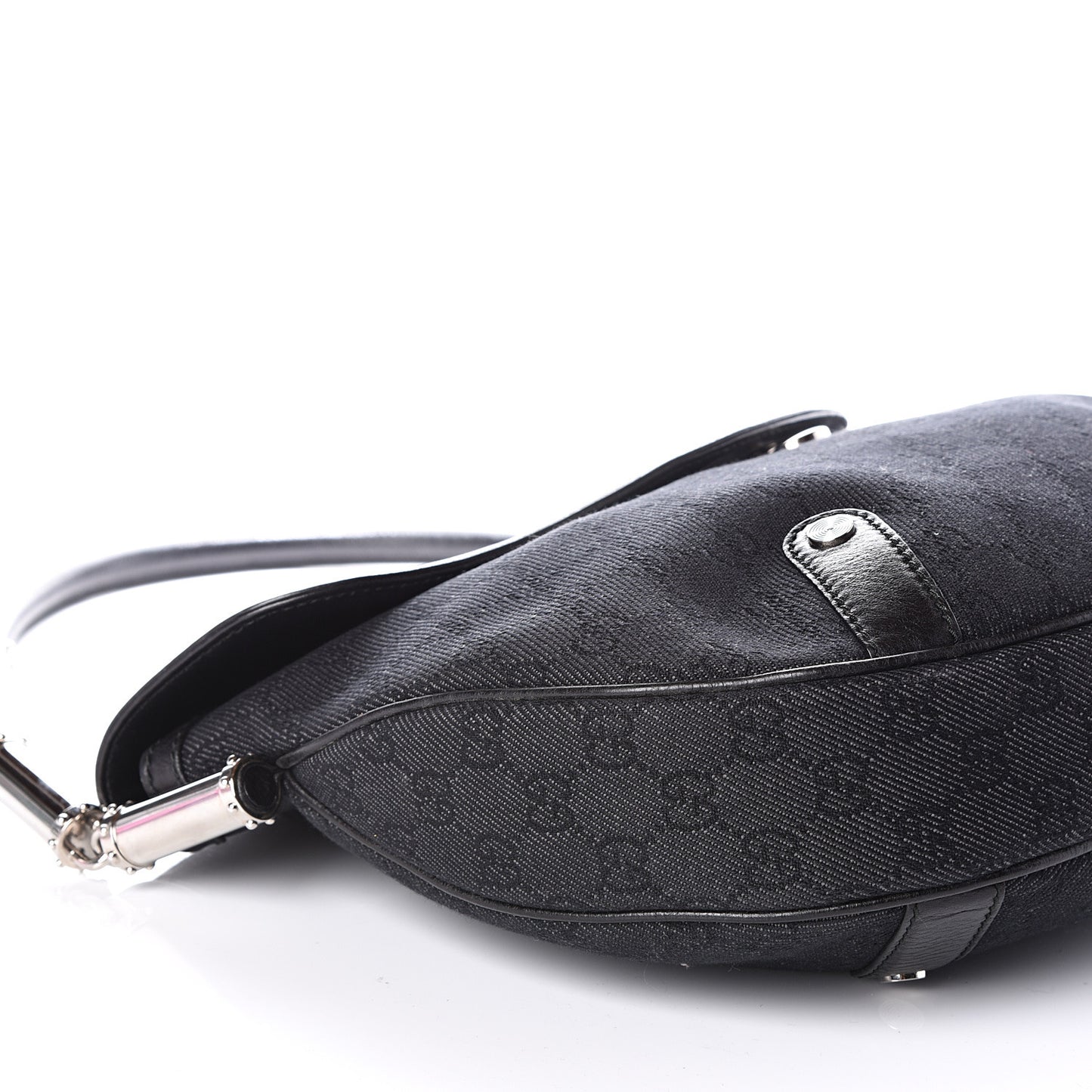 Denim Monogram Britt Tassel Shoulder Bag Black