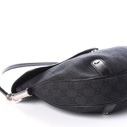 Gucci Denim Monogram Britt Tassel Shoulder Bag Black 8 of 13
