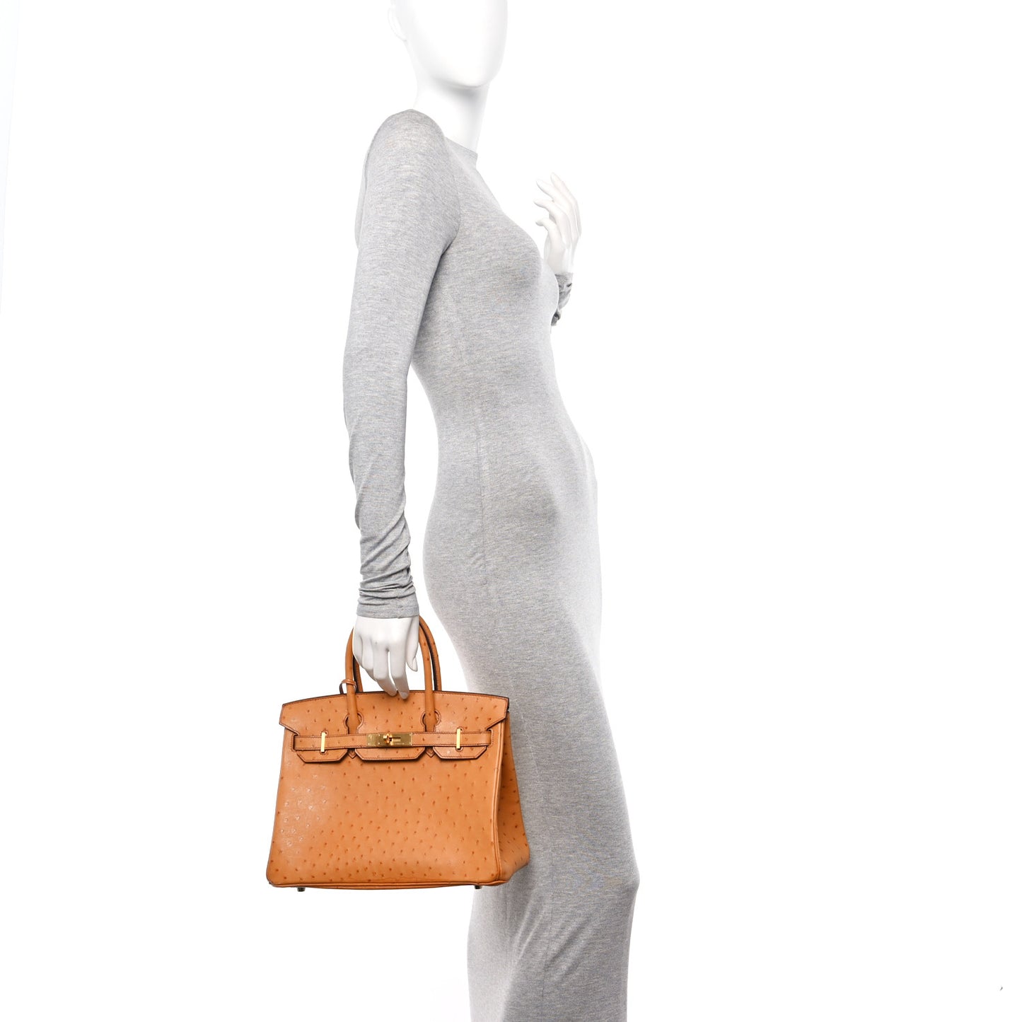 Ostrich Horseshoe Birkin 30 Cognac Rose Extreme