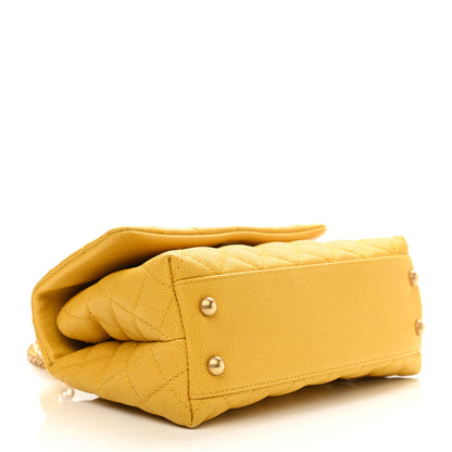 Chanel Caviar Quilted Mini Coco Handle Flap Yellow 5 of 22