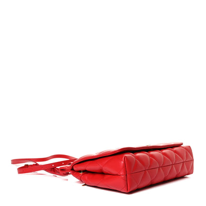 Balenciaga Nappa Calfskin Quilted Medium Touch B Shoulder Bag Bright Red 4 of 14