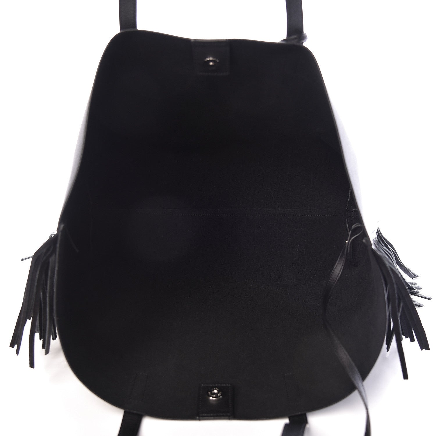 Saint Laurent Calfskin Large Fringe Shopping Tote Black 8 of 11