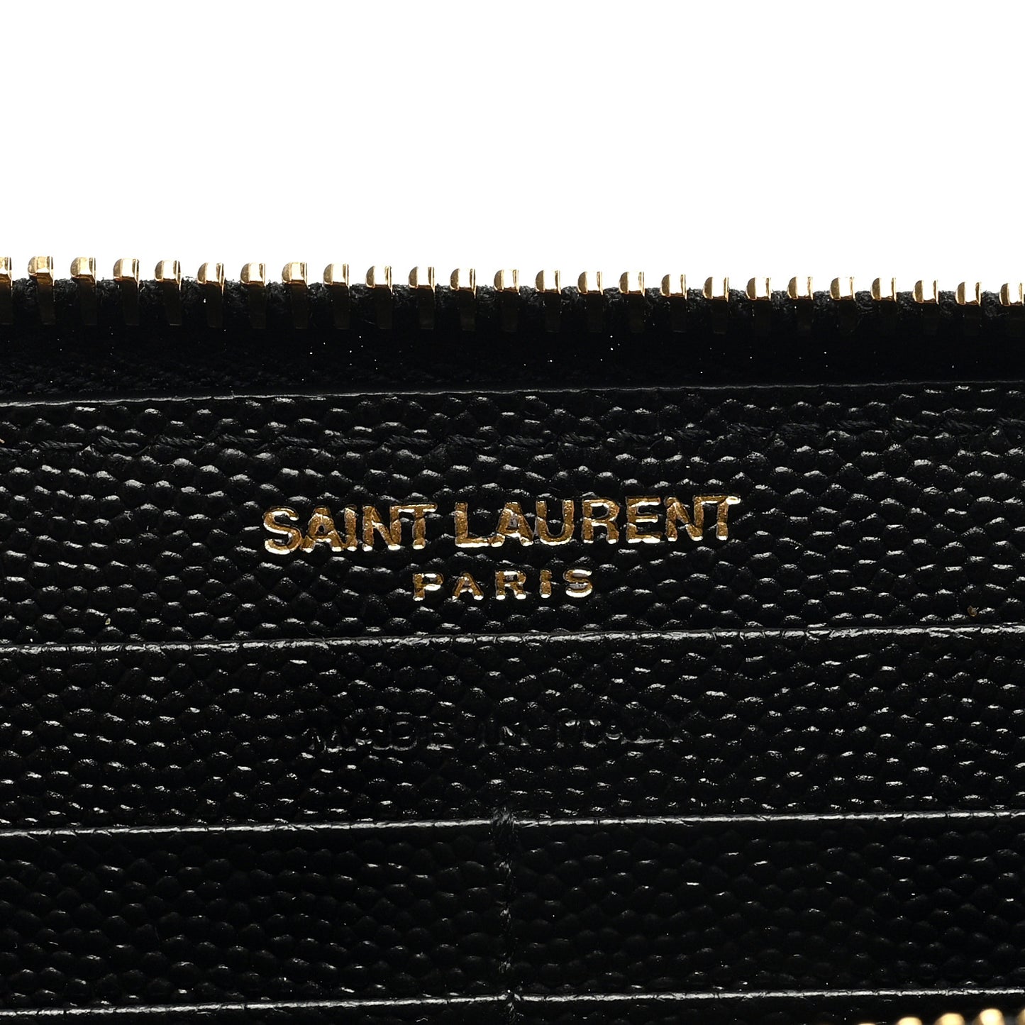 SAINT LAURENT Grain De Poudre Matelasse Chevron Monogram Zip Around Wallet Black