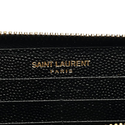 Saint Laurent SAINT LAURENT Grain De Poudre Matelasse Chevron Monogram Zip Around Wallet Black 6 of 6
