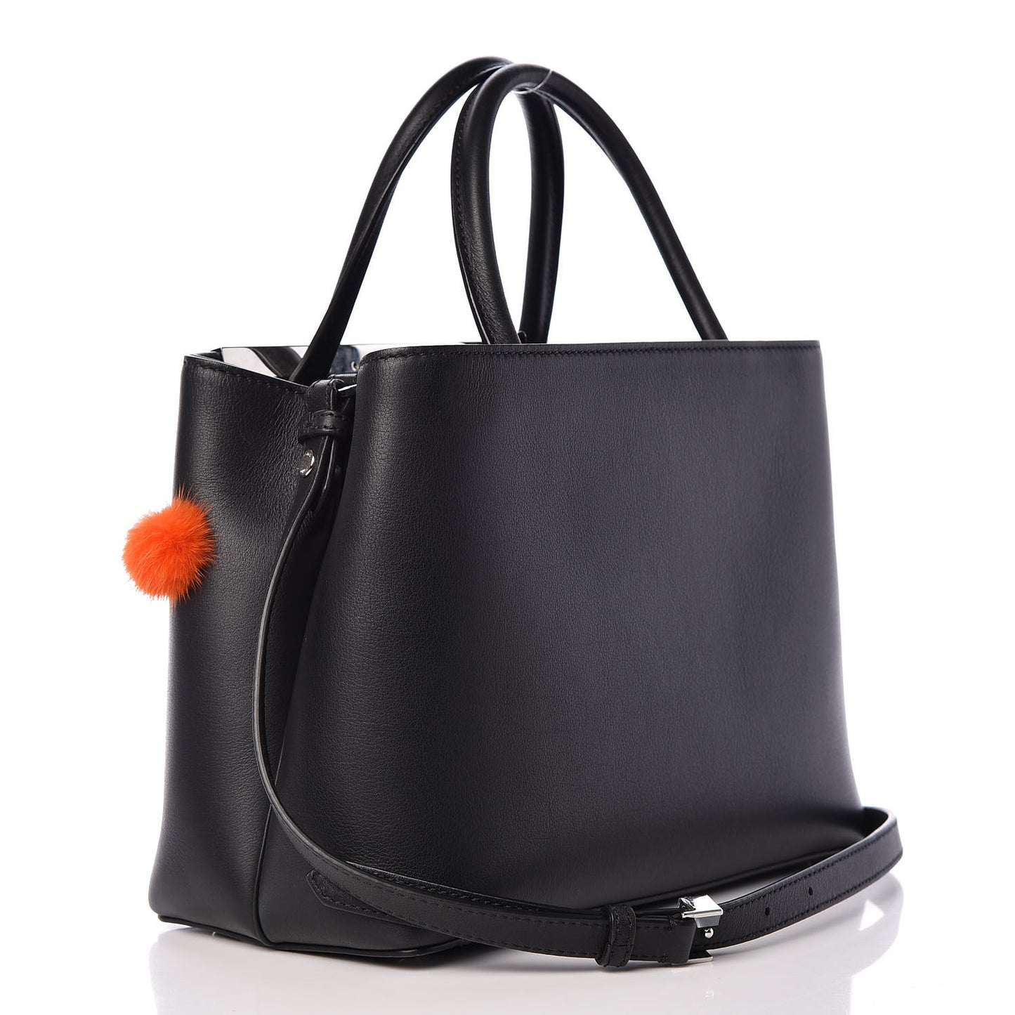 Vitello Dolce Mink Fur Pom Pom Petite 2Jours Tote Black Multicolor