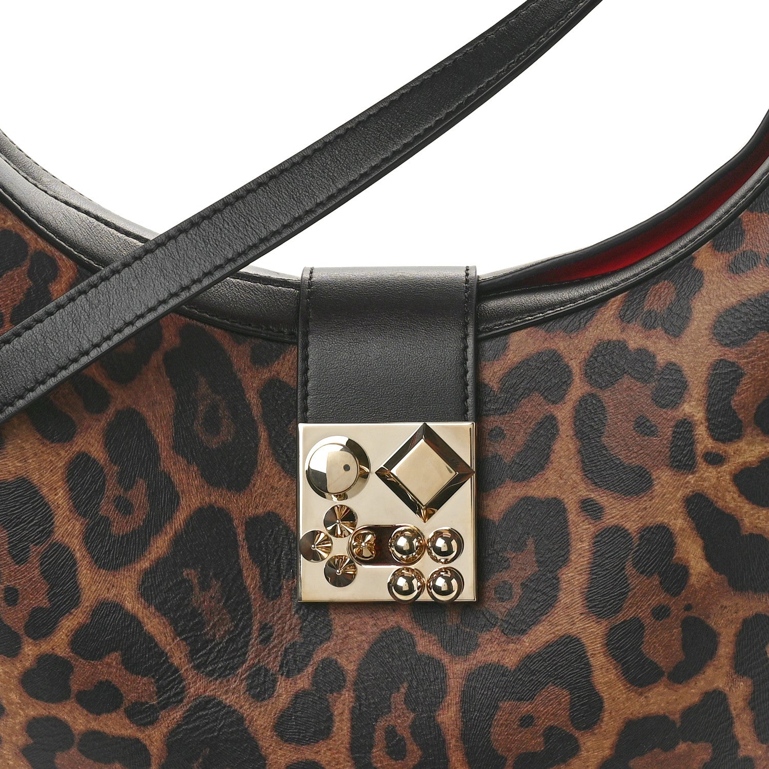 Christian Louboutin Calfskin Leopard Print Carasky Shoulder Bag Black 9 of 11