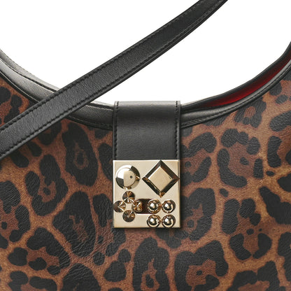Christian Louboutin Calfskin Leopard Print Carasky Shoulder Bag Black 9 of 11
