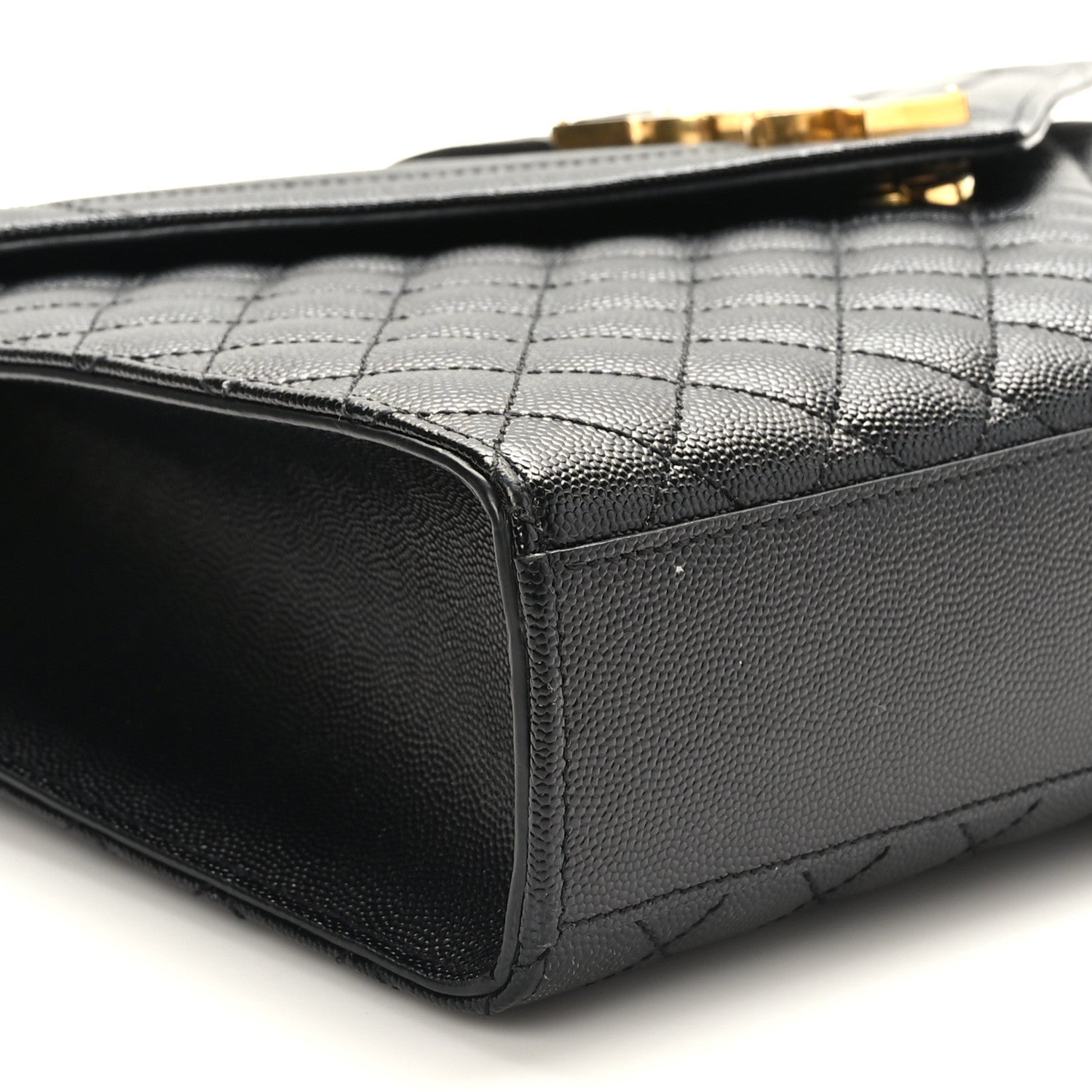 Saint Laurent Grain De Poudre Textured Mixed Matelasse Large Triquilt Monogram Satchel Black 7 of 8