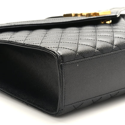 Saint Laurent Grain De Poudre Textured Mixed Matelasse Large Triquilt Monogram Satchel Black 7 of 8