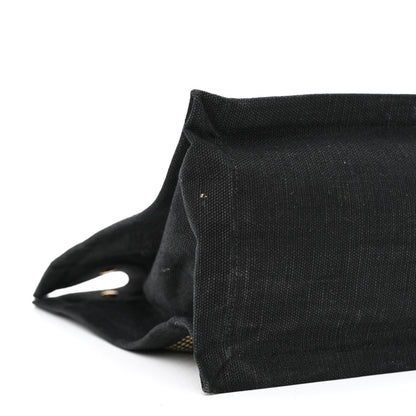 Saint Laurent Embroidered Cotton Linen Rive Gauche Noe Tote Black Beige 9 of 11
