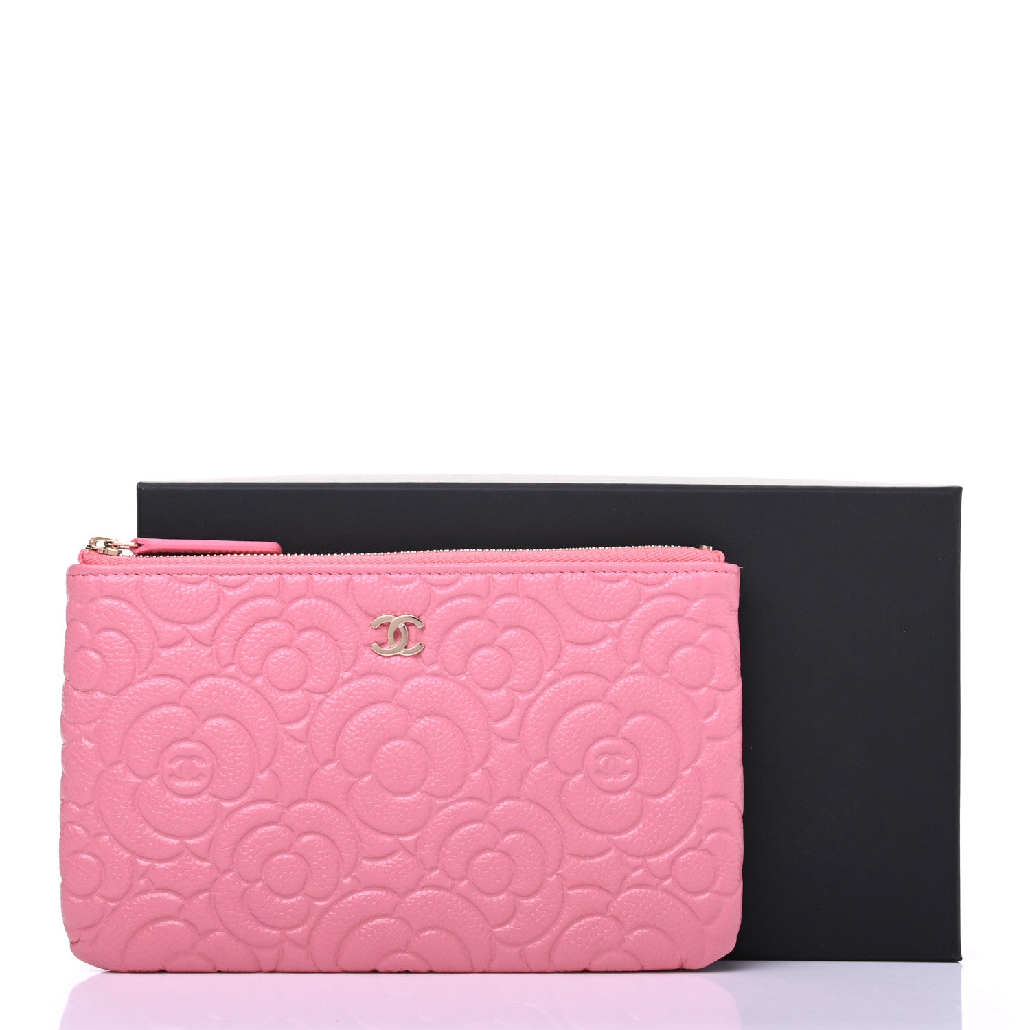 Chanel Caviar Camellia Embossed Cosmetic Pouch Pink 8 of 8
