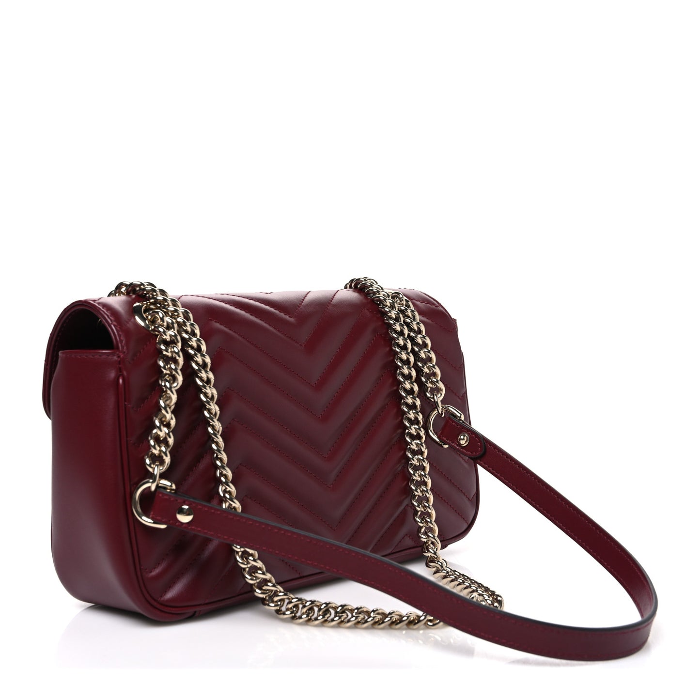 Lambskin Matelasse Small GG Marmont Shoulder Bag  Rosso Ancora