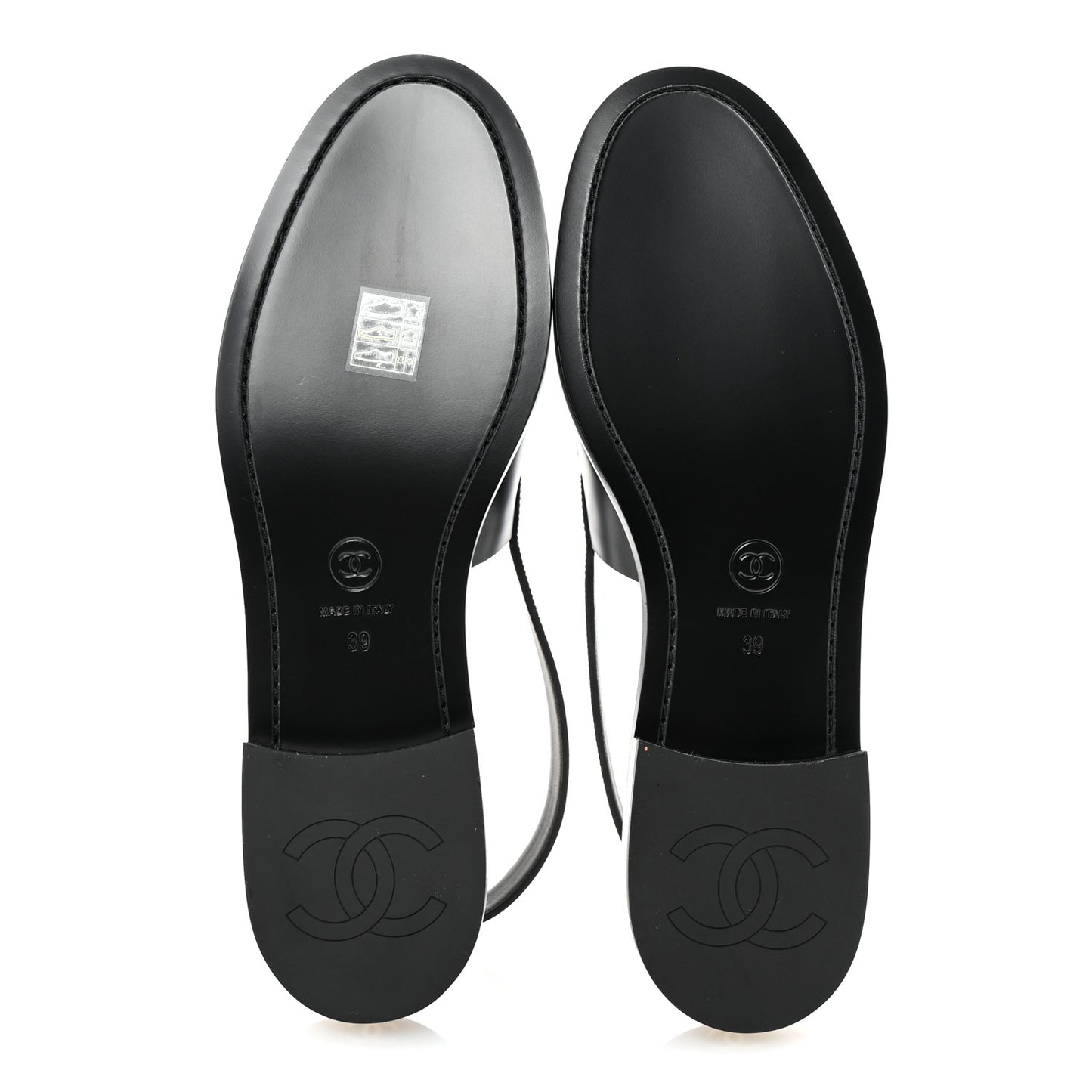 Calfskin Crystal CC Slingback Flats 39 Black