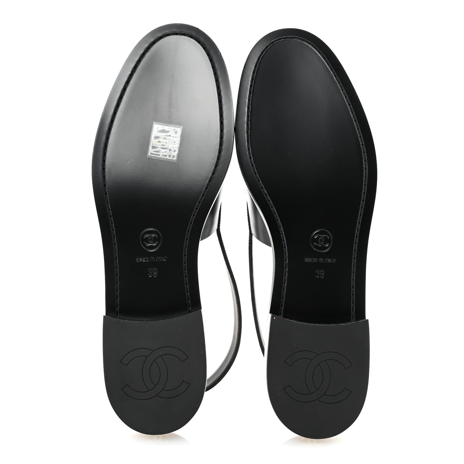 Chanel Calfskin Crystal CC Slingback Flats 39 Black 6 of 10