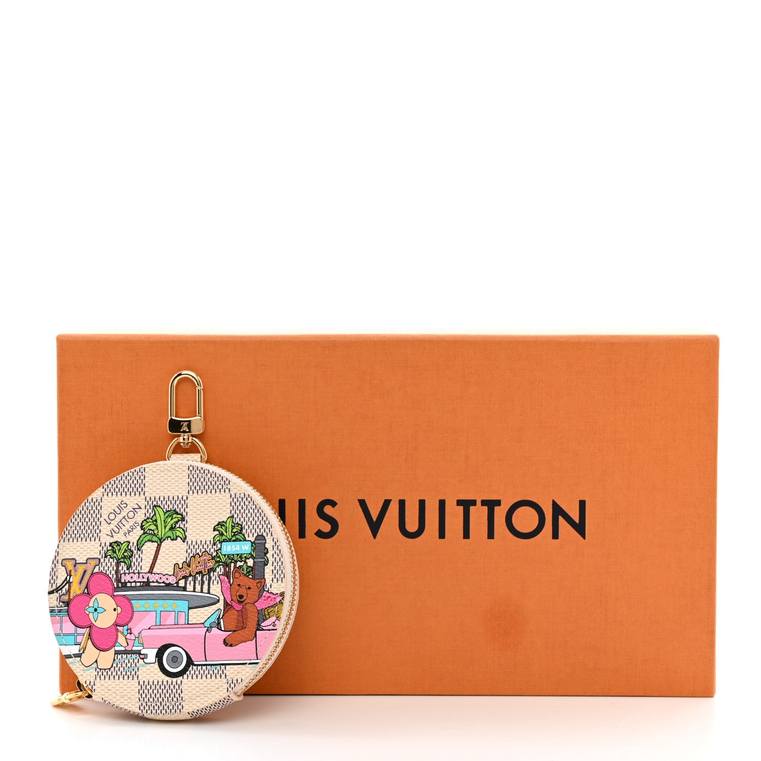 Louis Vuitton Damier Azur 2021 Christmas Animation Hollywood Bag Charm Fuchsia 7 of 7