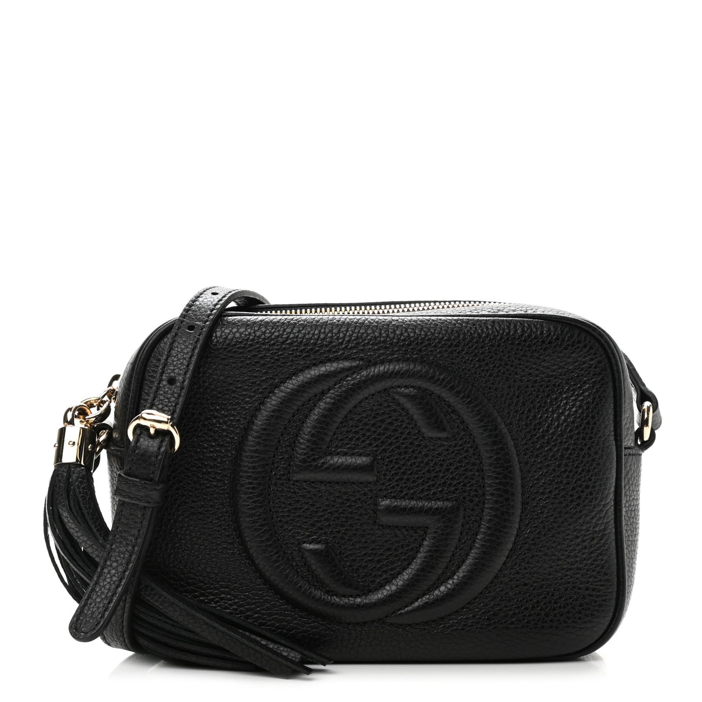 Pebbled Calfskin Small Soho Disco Bag Black