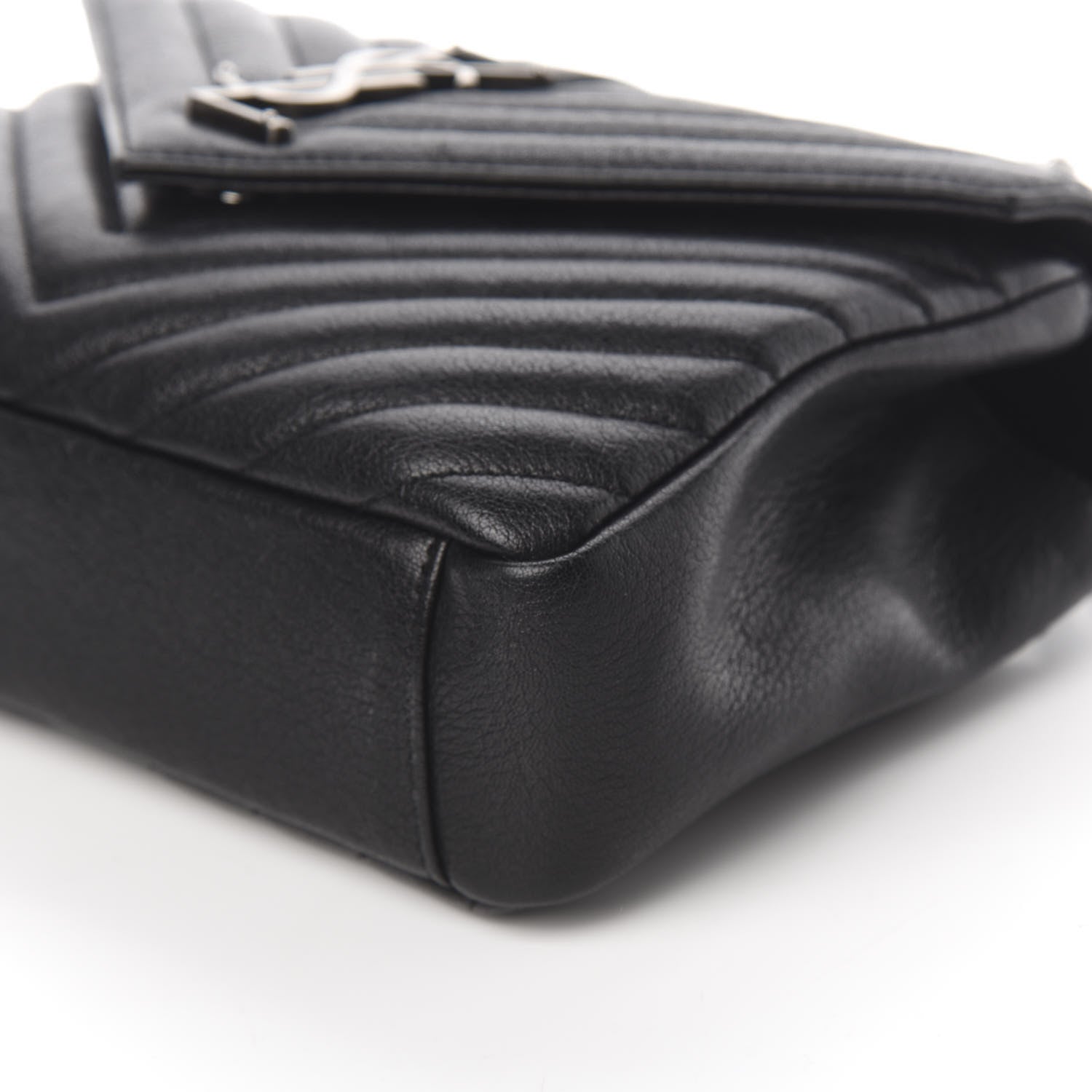 Saint Laurent Sheepskin Matelasse Chevron Monogram Medium College Bag Black 8 of 9