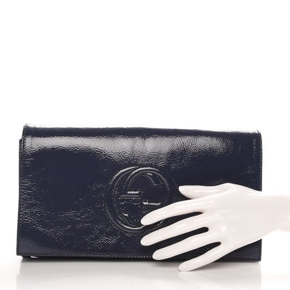 Gucci Soft Patent Medium Soho Clutch Uniform Blue 2 of 7