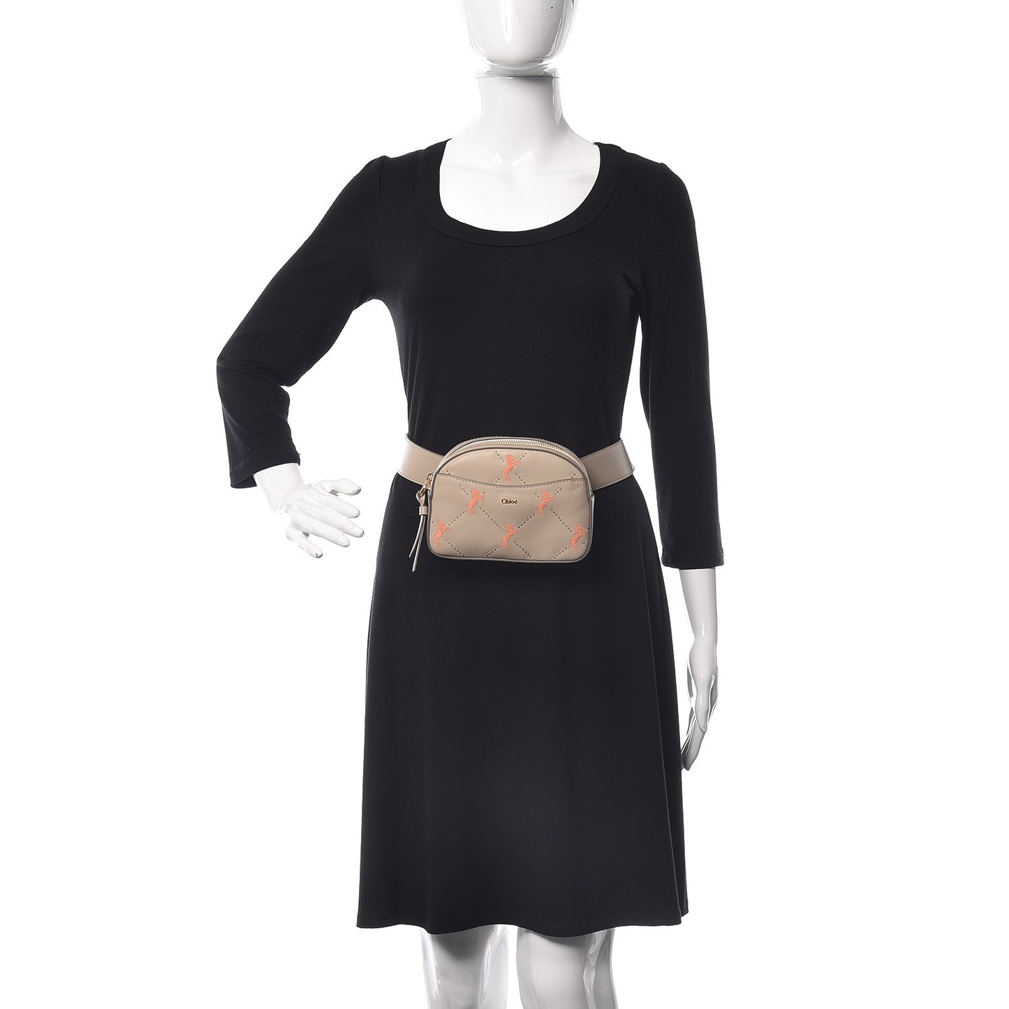 Smooth Calfskin Little Horses Embroidered Signature Belt Bag Pastel Grey