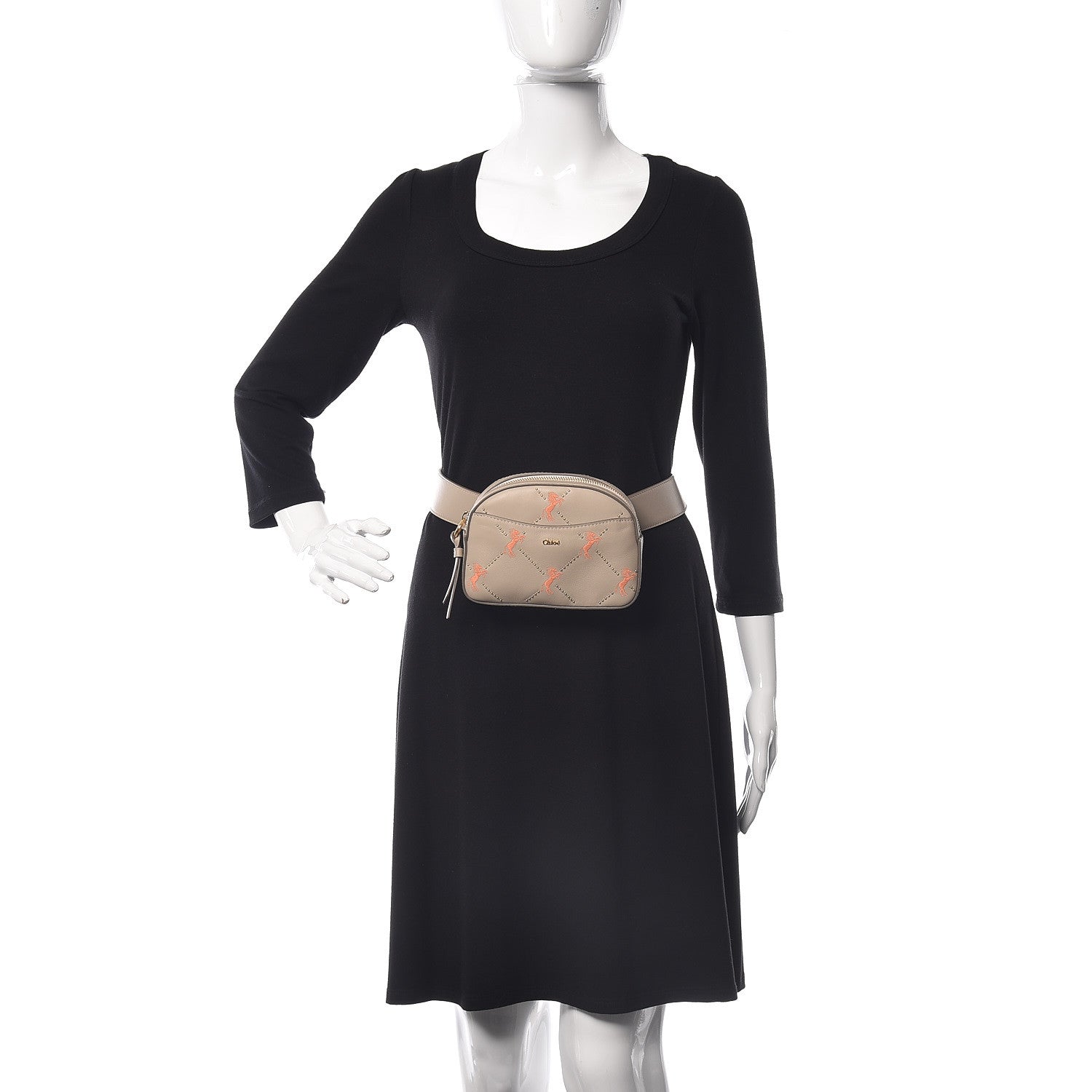 Chloe Smooth Calfskin Little Horses Embroidered Signature Belt Bag Pastel Grey 2 of 10