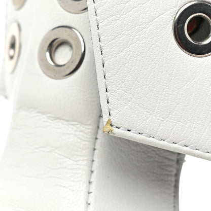 Balenciaga Shiny Kidskin Point Toe Buckle Pumps 38 White 11 of 12
