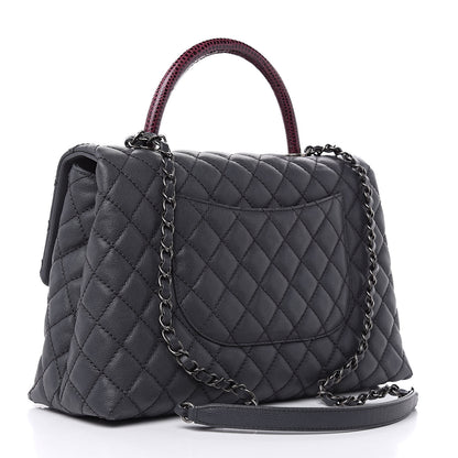 Chanel Caviar Lizard Quilted Medium Coco Handle Flap Grey 3 of 11