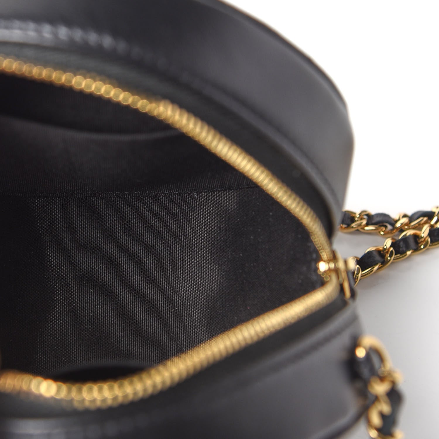 Chanel Lambskin Quilted Zirconium Round Clutch With Chain Black 5 of 8