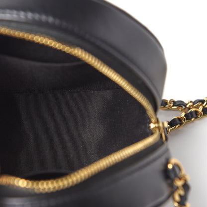 Chanel Lambskin Quilted Zirconium Round Clutch With Chain Black 5 of 8