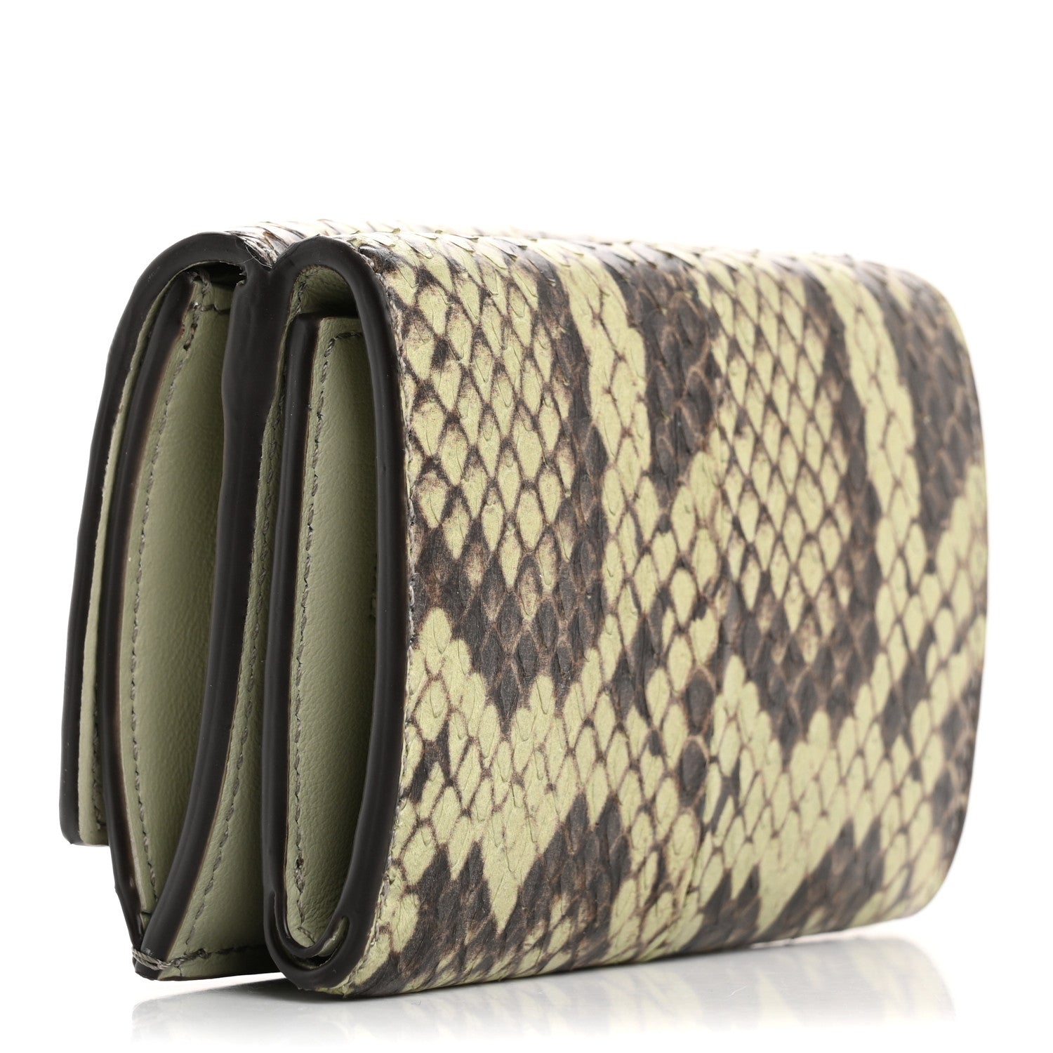 Fendi Elaphe Vitello Grace Python Print Micro Trifold Wallet Green Tea 3 of 15