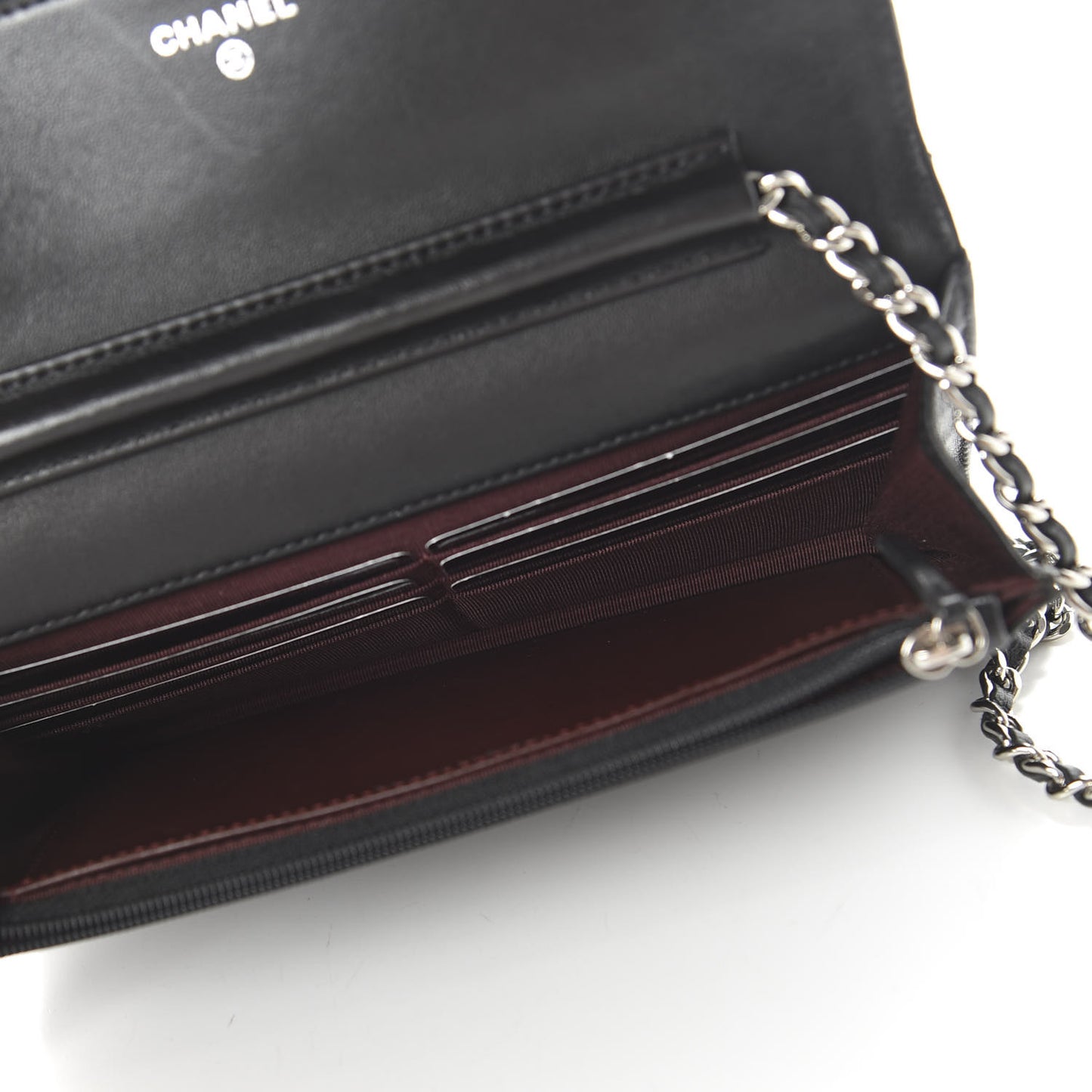 Lambskin Quilted Wallet On Chain WOC Black
